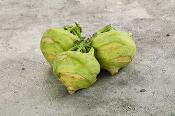 Raw fresh organic kohlrabi cabbage