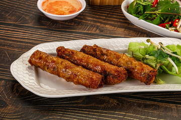 Fried Vietnamese spring roll with special sauce