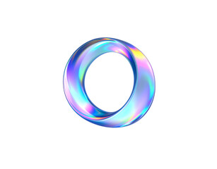 Iridescent Torus A Luminous Ring with Shimmering Rainbow Hues and Reflective Surface
