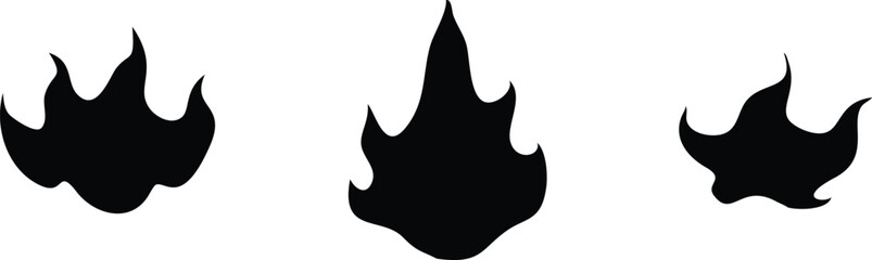 Fire icon collection. Fire flame symbol. Bonfire silhouette logotype. Flames symbols set flat style - stock vector.
