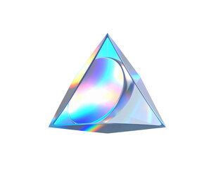 Iridescent Triangular Prism with Floating Circular Element Holographic Effect