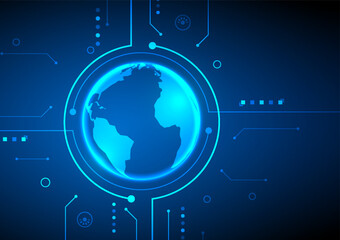 Digital background. Network technology cloud concept. Design for map world data and system.