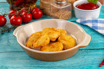 Golden crispy fried chicken nuggets