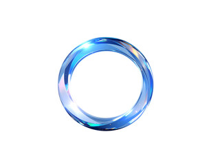Luminous Blue Ring with Iridescent Reflections and Subtle Color Gradients