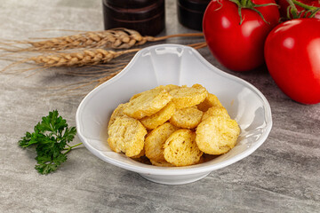 Crunchy croutons heap - roasted bread