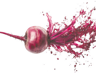 Red beetroot juice splash dynamic food photography isolated on transparent PNG