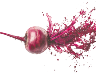 Red beetroot juice splash dynamic food photography isolated on transparent PNG
