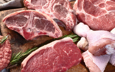 Various of raw meat.