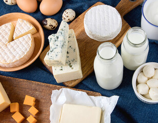 Different kind of dairy products.