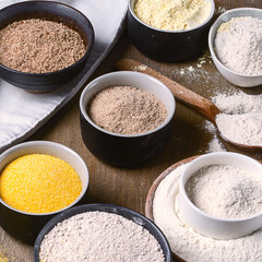 Assortment of baking flour.