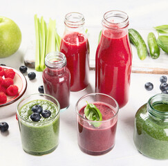 Fresh fruit and vegetables smoothies. Healthy eating.