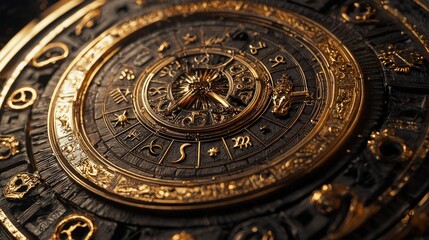 Obraz premium Astrology Signs on Steampunk Device