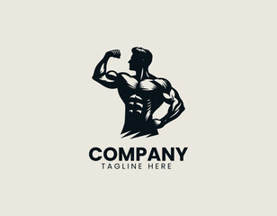 Fototapeta premium Powerful Male Figure Impressive Pose Dynamic Strength Vector Logo Design
