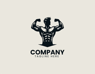 Powerful Male Figure Impressive Pose Dynamic Strength Vector Logo Design