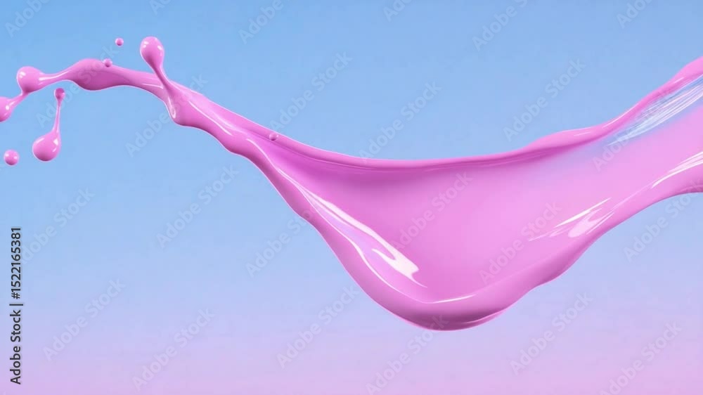 Fototapete Fluid Motion: Capturing a dynamic splash of vibrant magenta paint against a gradient sky, creating a visually captivating and energetic artwork.