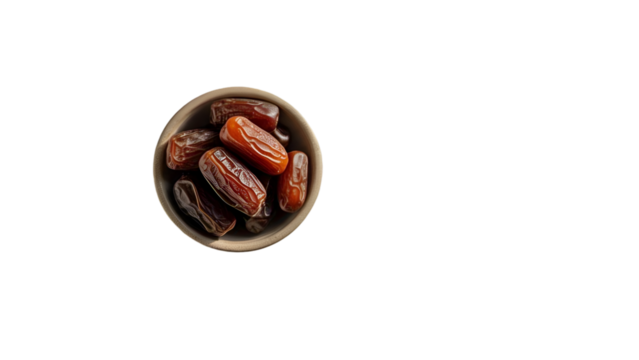 Ajwa Dates in Traditional Bowl – Isolated Middle Eastern Fruit on White