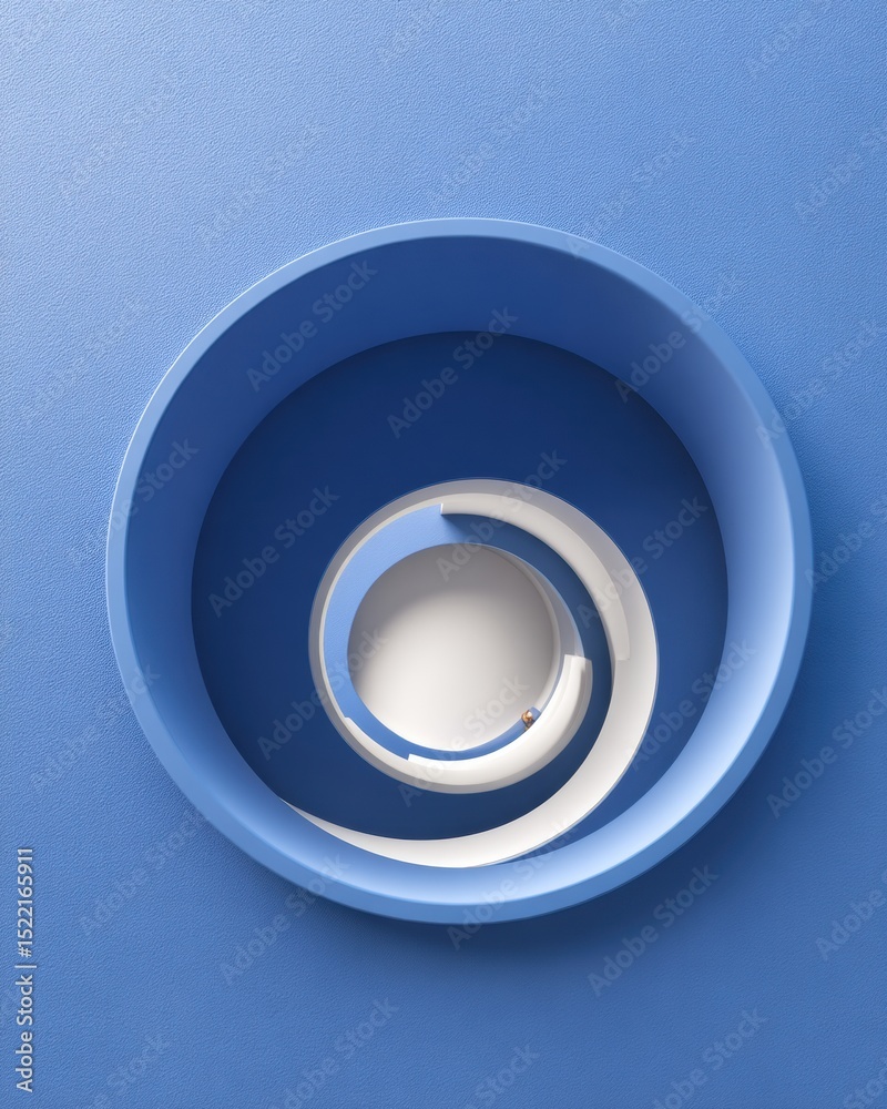 Poster modern spiral staircase in blue minimalist design highlighting architectural geometry and contempora