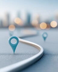 Minimalistic Urban Logistics Route Map with Location Markers in Soft Daylight for Eco-Friendly Smart City Transport and Intelligent Mobility Solutions