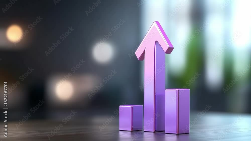 Poster growth and progression: a captivating image showcases an upward-pointing arrow superimposed over bar