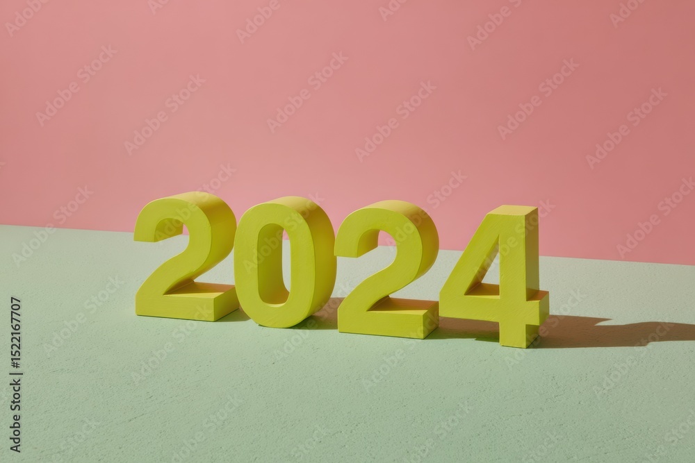 Poster vibrant metal class of 2024 desktop lettering with retro-digital aesthetic and geometric patterns fo