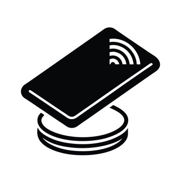 black contactless card on wireless charger clip art preview