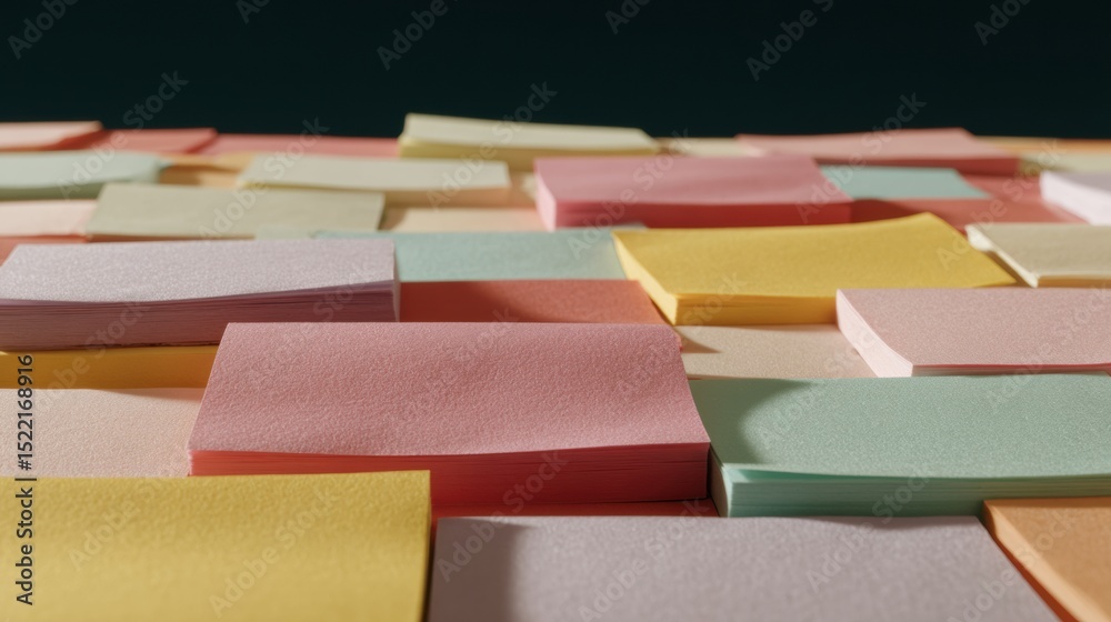 Aufkleber Organized Agenda Setting with Colorful Sticky Notes in Methodical Grid Layout for Visual Planning and Productivity - Modern Workstyle and Brainstorming