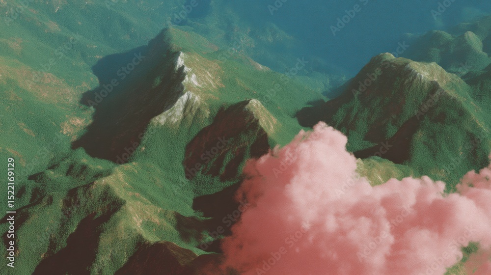 Aufkleber Thermal Heatmap Visualization of Mountain Landscape Temperature Gradient for Climate Monitoring and Environmental Research with Emerging Data Science Trends
