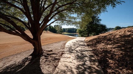 Paved path through park