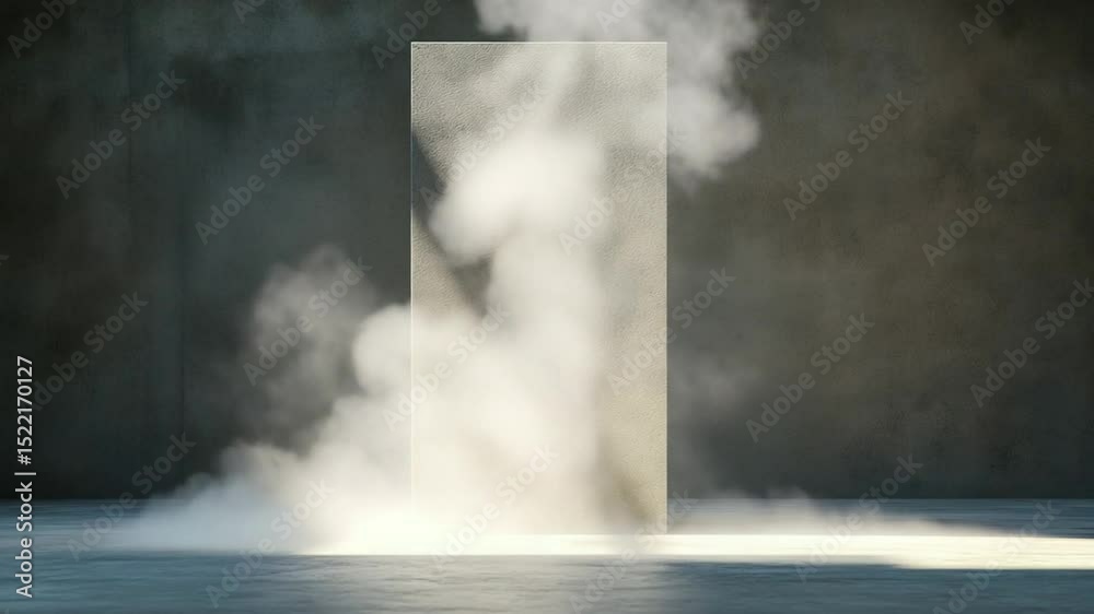 Aufkleber Portal in Mist: An enigmatic portal enveloped in a cloud of ethereal mist, casting a sense of mystery. Inviting exploration and the unknown. 