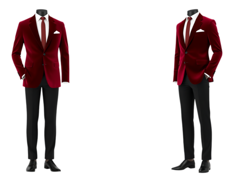 Elegant Velvet Suit on Mannequin A Formal Fashion Ensemble