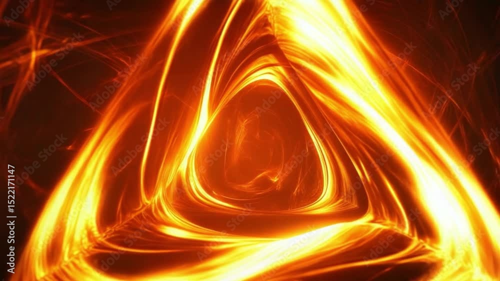 Leinwandbilder Abstract Energetic Triangle: A mesmerizing visual of an abstract energetic triangle, depicted with dynamic fiery lines that illuminate with intense energy. 