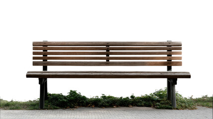Park Bench Serenity: A classic wooden park bench sits peacefully, inviting a moment of pause and reflection amid nature, symbolizing rest and tranquility.