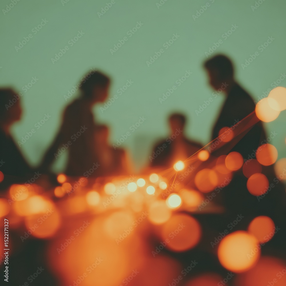 Poster strategic alliance with illuminated world map and network lines in corporate meeting symbolizing glo