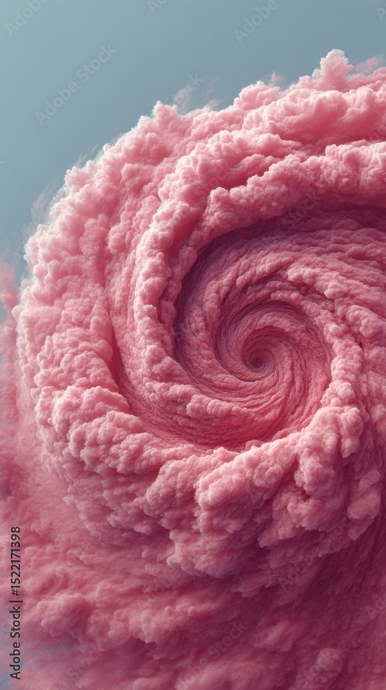 Poster detailed pink storm spiral satellite image showing eye of hurricane over ocean for advanced weather 