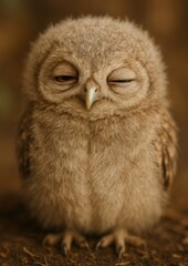 Obraz premium Sleepy fluffy owl portrait