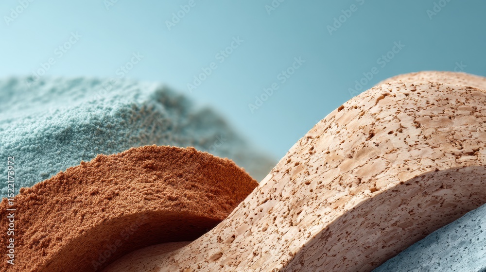 Poster macro close-up of cork texture showing natural grain and pores for sustainable materials marketing a