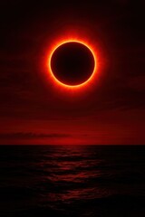 Fototapeta premium Eclipse over dark ocean