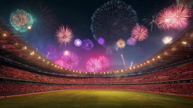 グラウンドの花火大会の動画