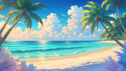 Obraz premium tropical beach with palm trees