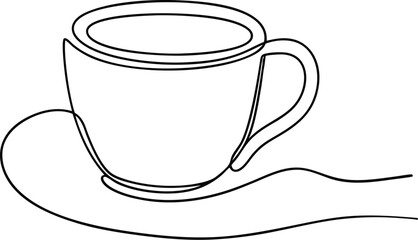 One line  Coffee cup, Coffee cup continuous line sketch tea icon cafe sketch drink single art outline mug logo food, Doodle cup line abstract background breakfast steam morning coffee design symbol, c