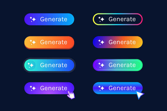 set of ai generate buttons for apps and websites ai generate button design