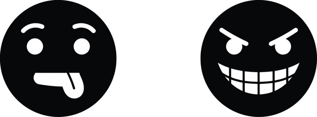 Emotion Vector Illustration Playful and Angry Emoticon Set