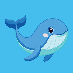 Cute Whale Swimming – Flat Cartoon Vector Icon Illustration of Animal and Ocean Nature Concept Isolated
