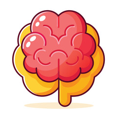 Brain – Flat Cartoon Vector Icon Illustration of Education and Human Organ Concept Isolated Premium Vector
