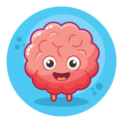 Brain – Flat Cartoon Vector Icon Illustration of Education and Human Organ Concept Isolated Premium Vector
