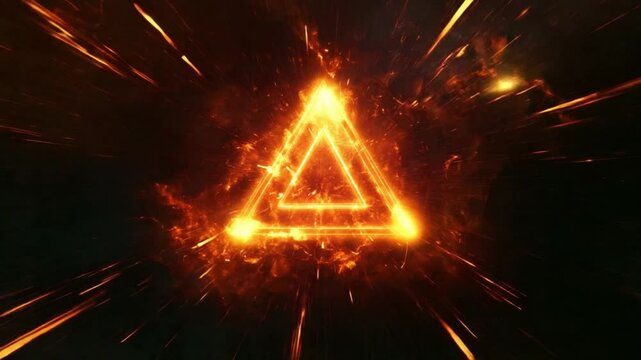 Radiant Triangle: A vibrant, energetic representation of a radiant triangle, with a bright, fiery glow, set against a mysterious, smoky background, embodying concepts of energy, and enlightenment.