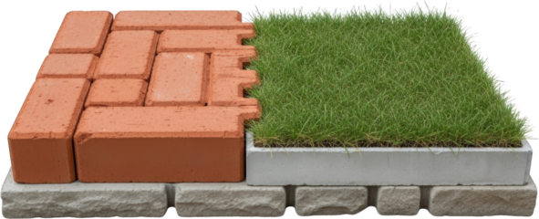 Brick and Grass Pavers Garden Border Landscape Design Element