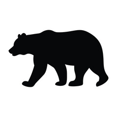 Fototapeta premium Black silhouette of a bear on a white background