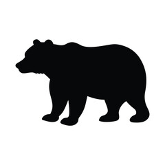 Fototapeta premium Black silhouette of a bear on a white background