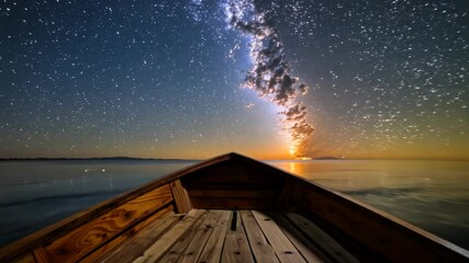 Mesmerizing milky way reflection over calm lake at sunrise - Powered by Adobe